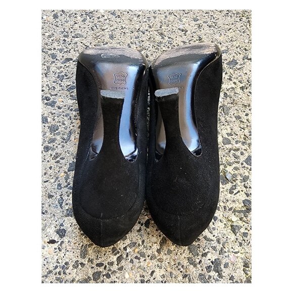 MOSCHINO Cheap And Chic Black Embellished Suede Pumps Heels - Picture 7 of 10